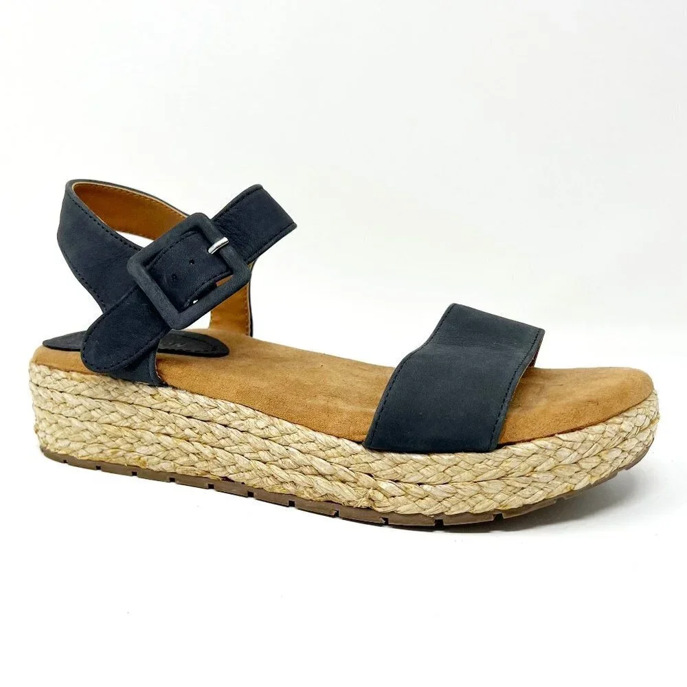 Kenneth Cole Reaction Sandals Women's 7.5 Navy Blue Suede Calm Water Platforms